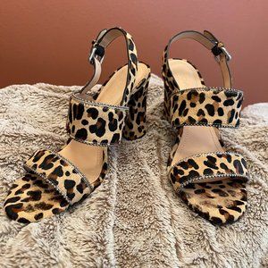 Coach Cheetah Print Calf Hair block strappy heel  - 8.5
